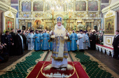 В день празднования в честь Донской иконы Божией Матери Святейший Патриарх Кирилл совершил Божественную литургию в Донском монастыре
