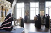 В четверг первой седмицы Великого поста Святейший Патриарх Кирилл молился за уставным богослужением в Богородице-Рождественском монастыре